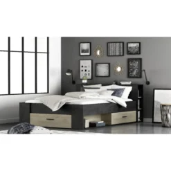 Demeyere Lit 140x190 Cm Pocket Naturel Et Noir -ATMOSPHERA Soldes lit 140x190 cm pocket naturel et noir 2