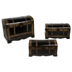 Lot De 3 Malles British Bois Atmosphera