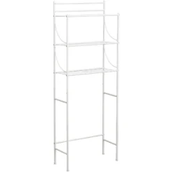 Meuble Dessus WC 3 Tablettes Métal Blanc