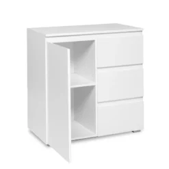 Meuble De Rangement 1 Porte 3 Tiroirs Blanc 12 Meuble De Rangement 1 Porte 3 Tiroirs Blanc -ATMOSPHERA Soldes meuble de rangement 1 porte 3 tiroirs blanc image 1 4
