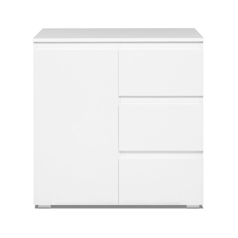 Meuble De Rangement 1 Porte 3 Tiroirs Blanc 7 Meuble De Rangement 1 Porte 3 Tiroirs Blanc – Image 7