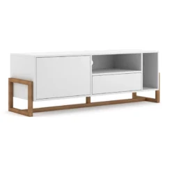 Meuble TV 2 Portes 2 Niches Oslo Blanc -ATMOSPHERA Soldes meuble tv 2 portes 2 niches oslo blanc 6