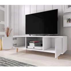 Meuble TV 2 Portes Sweden Blanc -ATMOSPHERA Soldes meuble tv 2 portes sweden blanc 2