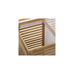 Panier à Linge Double En Bambou Sicela 5Five -ATMOSPHERA Soldes panier a linge double en bambou tissu 2