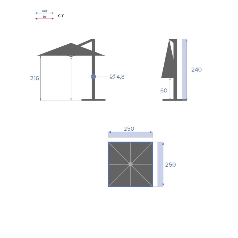 Parasol Décentré Carré Manoa Vert Olive Hespéride 4 Parasol Décentré Carré Manoa Vert Olive Hespéride – Image 4