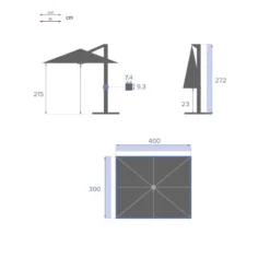 Parasol Décentré Eléa Inclinable Rectangulaire Ardoise Hespéride -ATMOSPHERA Soldes parasol decentre elea inclinable 3 4 ardoise hesperide 6