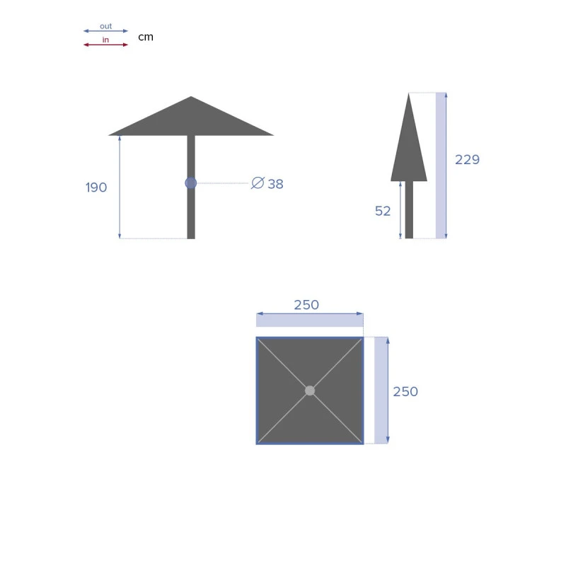 Parasol Droit Carré 2,5x2,5m Soya Grenade Hespéride 7 Parasol Droit Carré 2,5x2,5m Soya Grenade Hespéride – Image 7