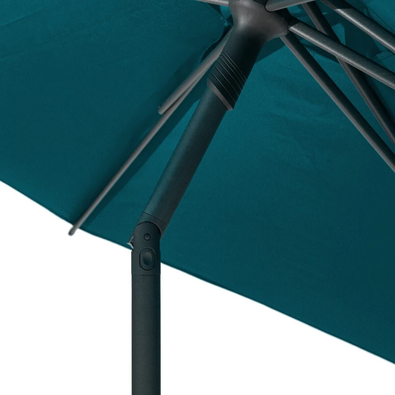 Parasol Droit Rond 2,7m Soya Bleu Canard Hespéride 6 Parasol Droit Rond 2,7m Soya Bleu Canard Hespéride – Image 6