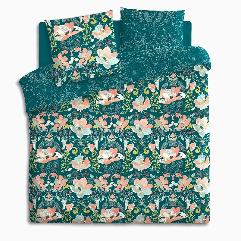 Parure De Lit Amelia Bleu Canard Et Motifs 240x220 Atmosphera 2 Parure De Lit Amelia Bleu Canard Et Motifs 240x220 Atmosphera – Image 2