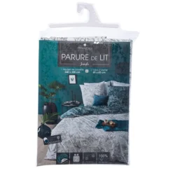 Parure De Lit Jungle Blanc/bleu Canard 240x220 Atmosphera -ATMOSPHERA Soldes parure de lit jungle blanc bleu canard 240x220 atmosphera 2