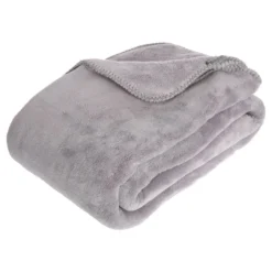 ATMOSPHERA Plaid Grand Modèle Microfibre 180x230 Cm Gris Clair