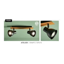 Rampe 2 Spots Atelier Métal Et Bois Ostaria -ATMOSPHERA Soldes rampe 2 spots atelier metal et bois ostaria 2