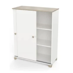 Demeyere Rangement 2 Portes Coulissantes Izzy Blanc Et Bois -ATMOSPHERA Soldes rangement 2 portes coulissantes izzy blanc et bois 2