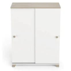Demeyere Rangement 2 Portes Coulissantes Izzy Blanc Et Bois