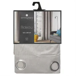 Rideau Gris Clair Lilou 140x260 Atmosphera -ATMOSPHERA Soldes rideau gris cl lilou 140x260 atmosphera 2