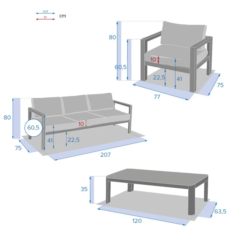 Salon De Jardin 5 Places Jauca Noisette / Gris Boisé Hespéride 4 Salon De Jardin 5 Places Jauca Noisette / Gris Boisé Hespéride – Image 4