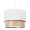 Suspension 2 Abat-jours Cannage Et Tissu Blanc Ostaria