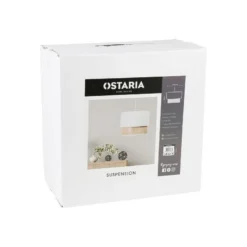 Suspension 2 Abat-jours Cannage Et Tissu Blanc Ostaria -ATMOSPHERA Soldes suspension 2 abat jours cannage blanc ostaria 4