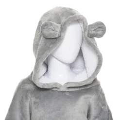 Sweat Plaid à Capuche Ours Gris Enfant Atmosphera -ATMOSPHERA Soldes sweat plaid a capuche ours gris enfant atmosphera 2