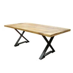 Table Bois Massif Et Pieds Métal Noir N°34