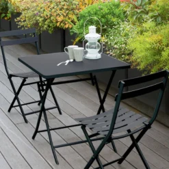 Table Carrée Pliante Greensboro 2p Graphite Hespéride -ATMOSPHERA Soldes table carree greensboro graphite 2