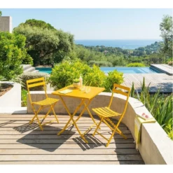 Table Carrée Pliante Greensboro 2p Jaune Moutarde Hespéride -ATMOSPHERA Soldes table carree greensboro moutarde hesperide 3