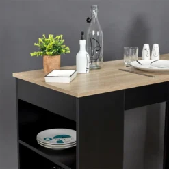 Table De Bar Avec étagères Et Plateau Bois -ATMOSPHERA Soldes table de bar avec etagere plateau bois 4