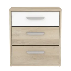 Demeyere Table De Chevet 3 Tiroirs Naturel Et Blanc Santorini -ATMOSPHERA Soldes table de chevet 3 tiroirs naturel et blanc santorini 3