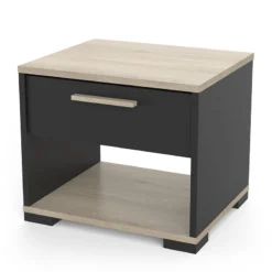 Demeyere Table De Chevet Izzy 1 Tiroir Noir Et Bois