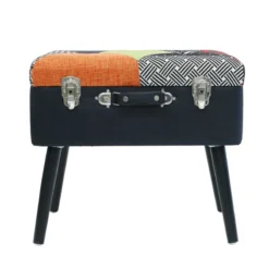 Tabouret Coffre Valise Patchwork Sur Pieds -ATMOSPHERA Soldes tabouret coffre valise patchwork sur pieds 6