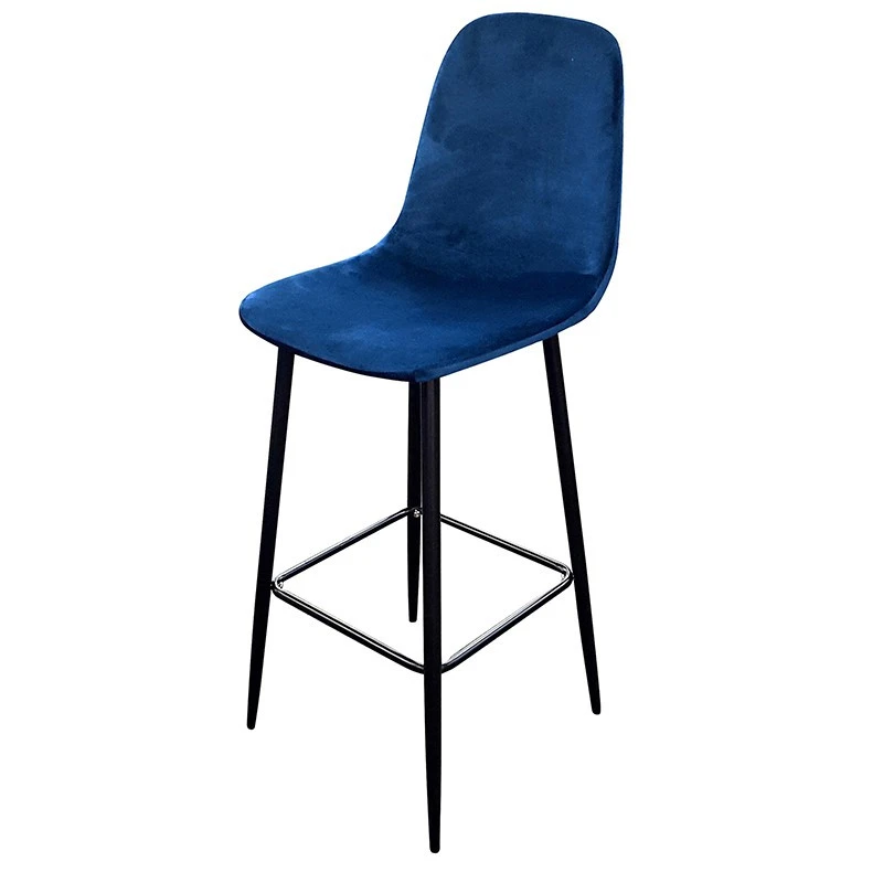 Tabouret De Bar En Velours Bleu Indigo Pieds Métal Inoui 1 Tabouret De Bar En Velours Bleu Indigo Pieds Métal Inoui