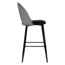 Tabouret De Bar Kara Velours Gris Atmosphera -ATMOSPHERA Soldes tabouret de bar kara velours gris atmosphera 1 3