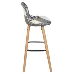 Tabouret De Bar Patchwork Gris Pieds Bois -ATMOSPHERA Soldes tabouret de bar patchwork gris pieds bois 2