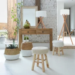 Tabouret Fourrure Blanc Atmosphera -ATMOSPHERA Soldes tabouret fourrure blanc atmosphera 2