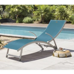 Transat Samba Pliable Et Empilable Bleu Canard Hespéride