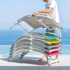 Transat Samba Pliable Et Empilable Gris Ardoise Hespéride -ATMOSPHERA Soldes transat samba pliable et empilable gris ardoise hesperide 8