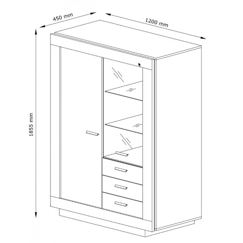 Vitrine 2 Portes 3 Tiroirs Marseille 5 Vitrine 2 Portes 3 Tiroirs Marseille – Image 5