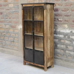 Vitrine 2 Portes Bois De Manguier Et Métal -ATMOSPHERA Soldes vitrine 2 portes bois de manguier et metal 1 5