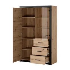 Vitrine 2 Portes Naturel Et Noir Brussel -ATMOSPHERA Soldes vitrine 2 portes naturel et noir bruges 2