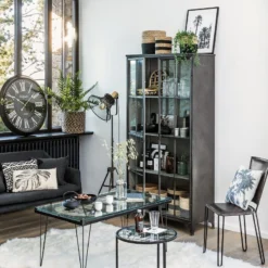 Vitrine Bibliothèque Broc Métal Noir Atmosphera -ATMOSPHERA Soldes vitrine bibliotheque broc metal noir atmosphera 2