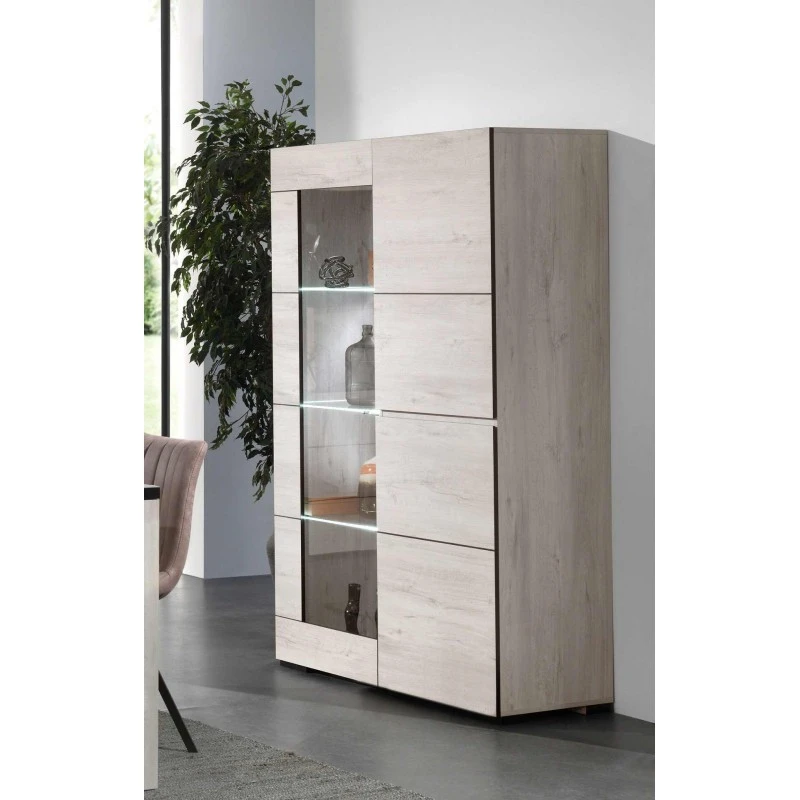 Vitrine éclairage LED Chêne Blanchi Elba 2 Vitrine éclairage LED Chêne Blanchi Elba – Image 2