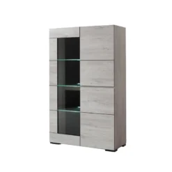 Vitrine éclairage LED Chêne Blanchi Elba